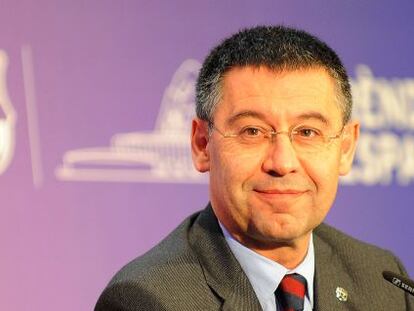 Josep Maria Bartomeu, durante la rueda de prensa.