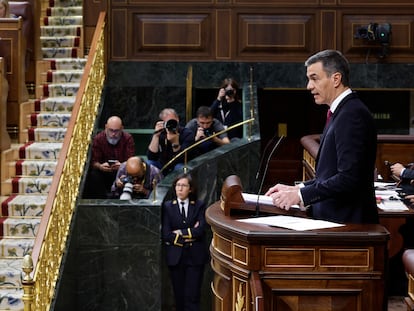 Pedro Sánchez, este miércoles, en la sesión de control al Gobierno en el Congreso.