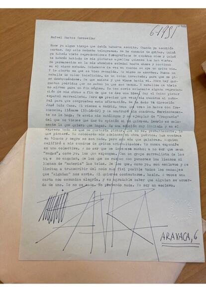 Carta de Antonio Saura a Santos Torroella en 1951.