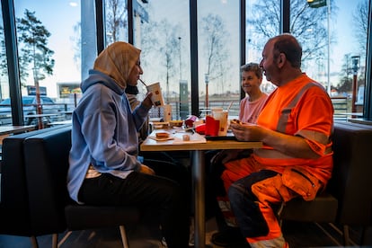 A family eats at a McDonald’s in Sjöbo, Sweden.