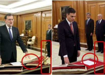 The difference between Rajoy's swearing-in ceremony and Sánchez's.