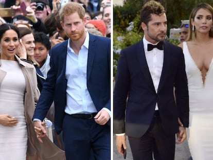 De izquierda a derecha: Meghan Markle, el príncipe Enrique de Inglaterra, David Bisbal y Rosanna Zanetti.