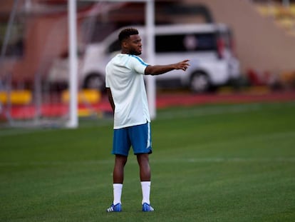 Lemar, durante el entrenamiento del Atlético en el Stade Louis II.