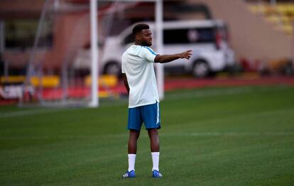 Lemar, durante el entrenamiento del Atlético en el Stade Louis II.