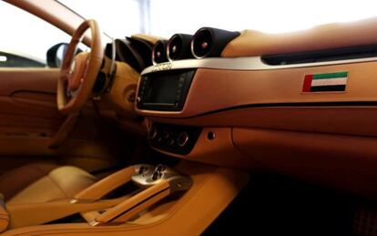 The UAE flag is on show inside one of the cars.