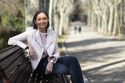 Reyes Maroto, candidata del PSOE a la alcadía de Madrid, este miércoles, en el parque de La Quinta de los Molinos.