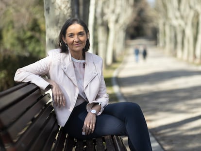 Reyes Maroto, candidata del PSOE a la alcadía de Madrid, este miércoles, en el parque de La Quinta de los Molinos.