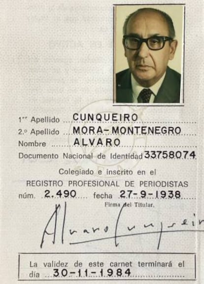 Último carnet de prensa de Cunqueiro.