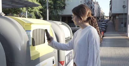 Uno de los contenedores de Reciclos instalados en Getafe (Madrid).