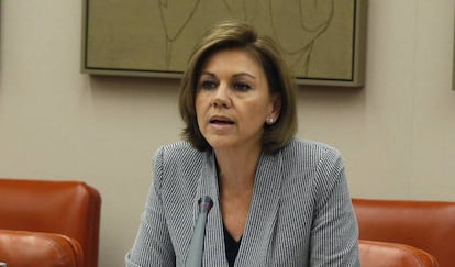 María Dolores de Cospedal durante una comparecencia en el Congreso de los Diputados.