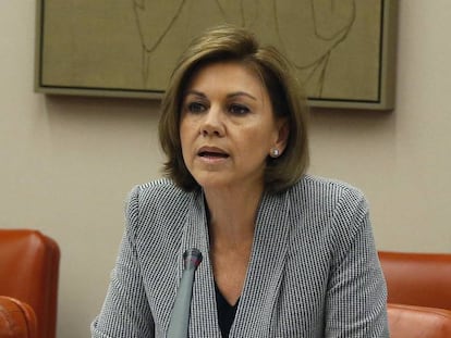 María Dolores de Cospedal durante una comparecencia en el Congreso de los Diputados.