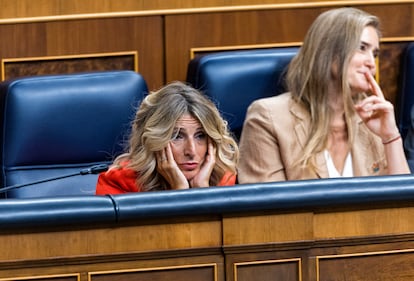 Yolanda Díaz, durante la sesión plenaria en el Congreso este miércoles.