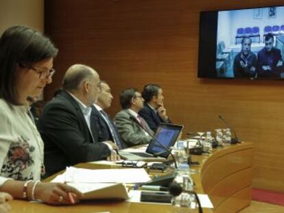Correa, Crespo y El Bigotes comparecen por videoconferencia desde la cárcel ante los diputados valencianos