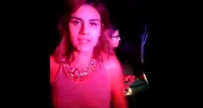 A still image from the video showing one of the women who was stopped.