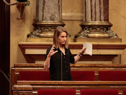 La líder de los comuns en el Parlament, Jessica Albiach, en el pleno del Parlament del 21 de mayo de 2020.

PARLAMENT
21/05/2020 