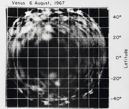 Mapa de Venus trazado por científicos de la Universidad Cornell (EE UU). Utilizaron el telescopio gigante de Arecibo (Puerto Rico).