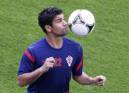 Eduardo, en un entrenamiento de Croacia