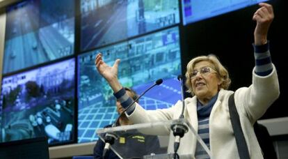 Manuela Carmena, en el Centro Integral de Seguridad y Emergencias (CISEM)