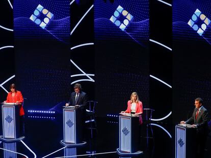 Los candidatos durante el debate de esta noche en Buenos Aires.