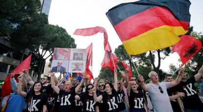 Manifestación contra el Gobierno de Edi Rama en Tirana (Albania).