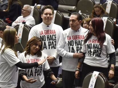 Legisladores opositores hoy en la Cámara de Diputados. 