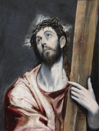 'Cristo con la cruz a cuestas', obra de El Greco expuesta solo una vez que ahora puede verse en la exposición de Barcelona