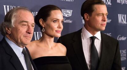 Robert De Niro, con Angelina Jolie Pitt y Brad Pitt, en Nueva York.