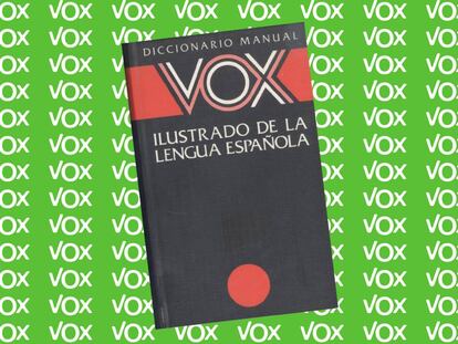 Uno de los diccionarios VOX sobre el logo del partido Vox, una coincidencia que ha molestado a la editorial del primero.