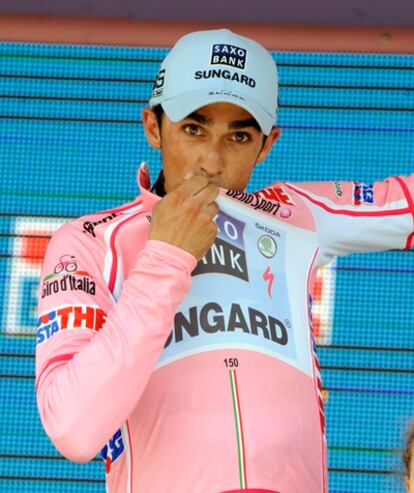 Contador, en el podium.