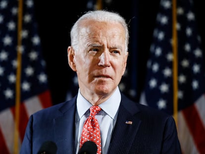 O candidato democrata, Joe Biden, em um evento em 12 de março.