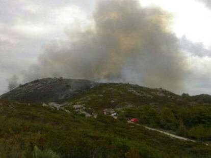 Imagen del fuego en Simat de la Valldigna.