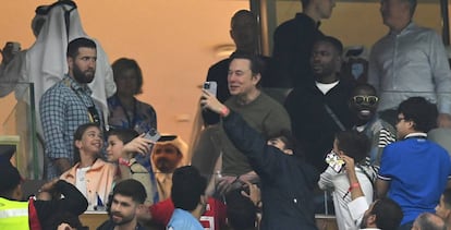 Elon Musk el domingo en Qatar durante el último encuentro de la Copa del Mundo entre Argentina y Francia.