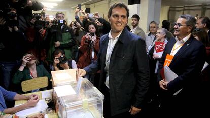 Albert Rivera (Ciudadanos) casts his vote in L’Hospitalet de Llobregat​.