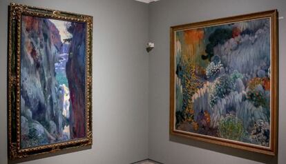 'El abismo' y fragmento de la decoración de la Casa Trinxet, las dos de Joaquím Mir que se pueden ver en la exposición de Ferrara.