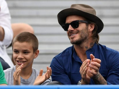 Romeo y David Beckham, en Queen Club.