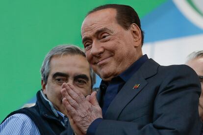 Silvio Berlusconi durante un mitin en 2019 en Roma.