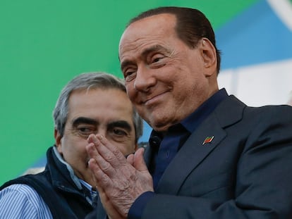 Silvio Berlusconi durante un mitin en 2019 en Roma.