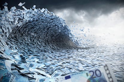 Sea wave made of money