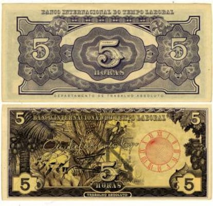 Billete de cinco horas del Banco Internacional de Tiempo.