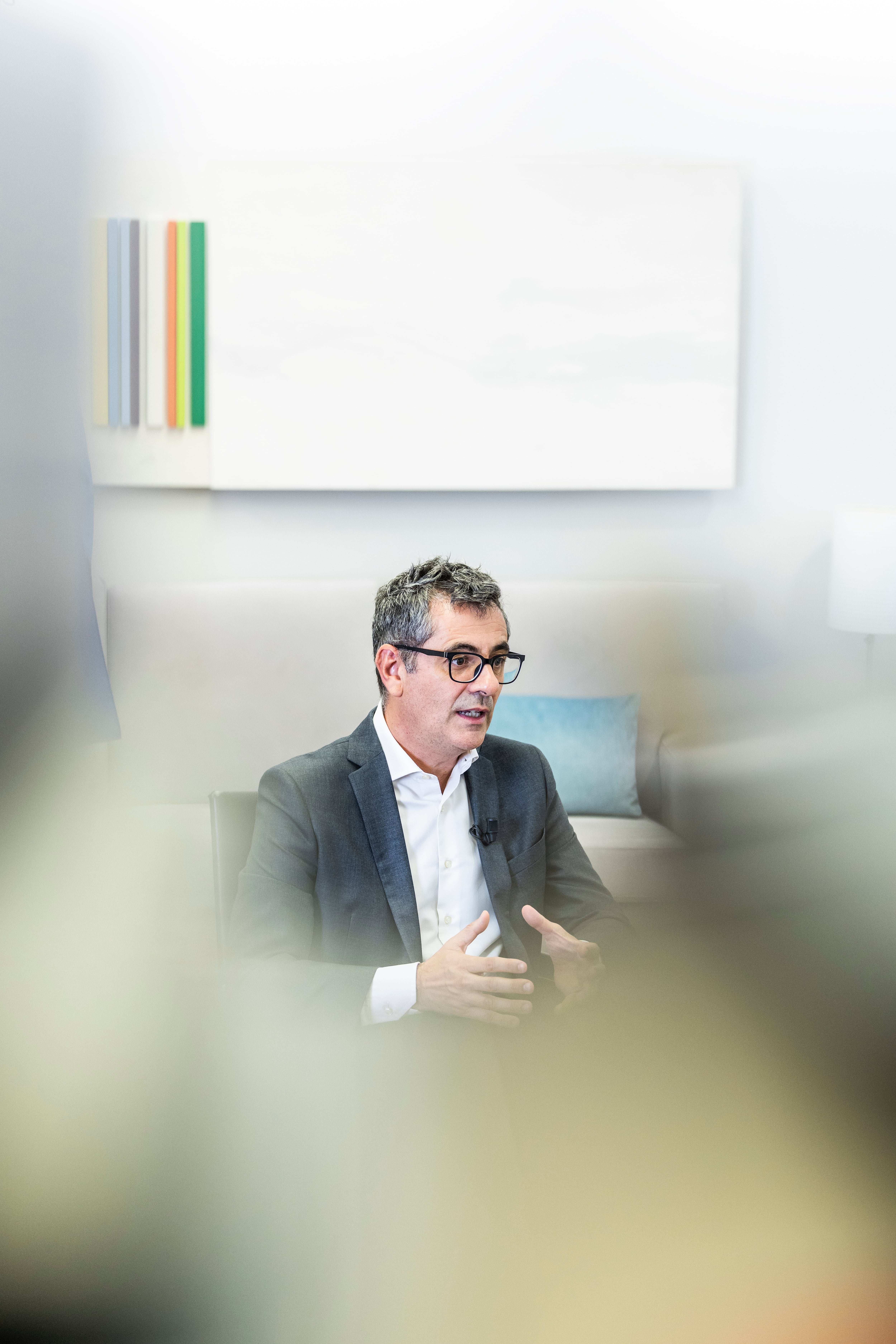 El ministro de Presidencia y Justicia, Félix Bolaños, durante la entrevista  en el Palacio de la Moncloa, el pasado viernes.