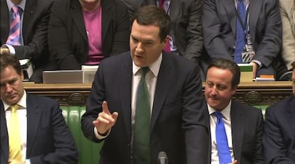 El ministro de Finanzas brit&aacute;nico, George Osborne, este jueves en el Parlamento.