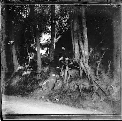 Fotografía tomada en la localidad de Auvers-sur-Oise (norte de París), alrededor de 1907, que muestra las raíces que pintó Van Gogh en su último cuadro.