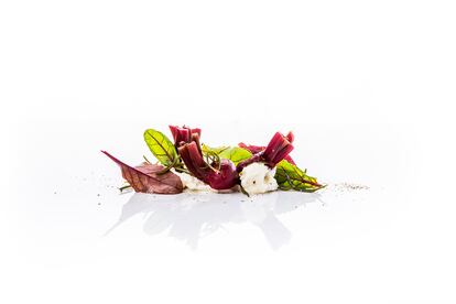 Remolachas asadas con aliño de queso de cabra y romero