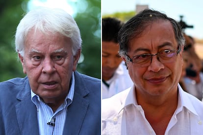 El expresidente del Gobierno español Felipe González, y el mandatario colombiano Gustavo Petro.