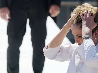 Dilma Rousseff durante sua despedida do Planalto.