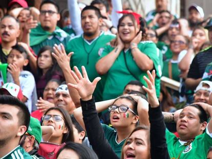 Aficionados mexicanos durante el partido contra Brasil.