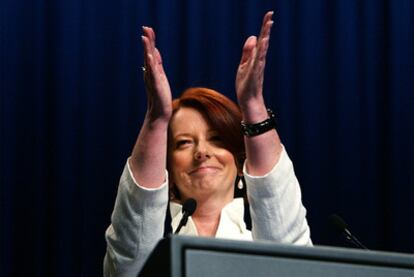 La primera ministra de Australia, Julia Gillard, ayer en Melbourne.