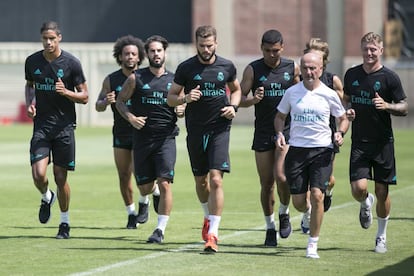 Entrenamiento del Real Madrid en UCLA, esta semana.