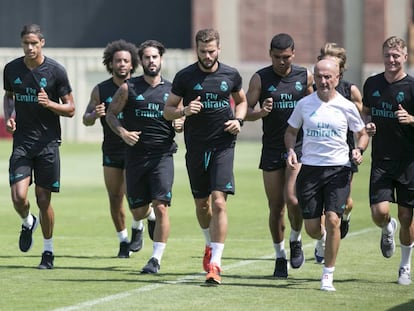 Entrenamiento del Real Madrid en UCLA, esta semana.