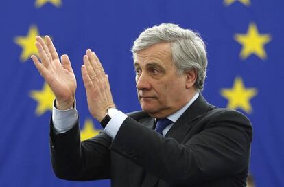 Antonio Tajani, tras ser elegido presidente del Parlamento Europeo, el pasado enero.